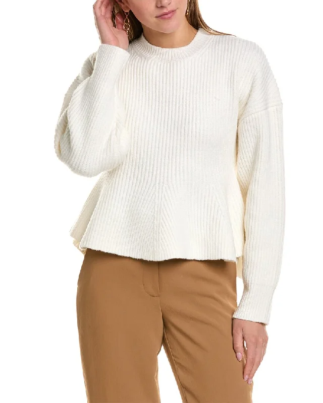 A.L.C. Eliza Wool-Blend Sweater Real Fur Shearling Chenille