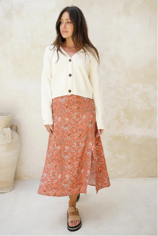 Avery Skirt in Sedona Paisley linen skirt airy