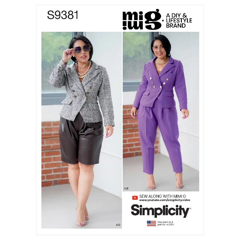 Simplicity Pattern 9381 Miss/Plus Jacket & Bottom Rayon Jacket Velvet Jacket Corduroy Jacket