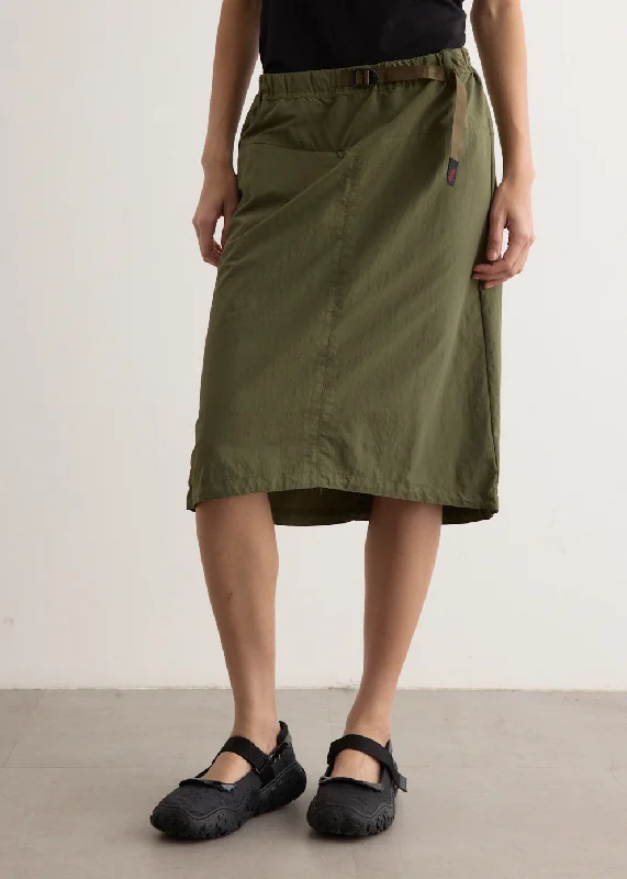 Nylon Packable Midi Skirt velvet skirt plush