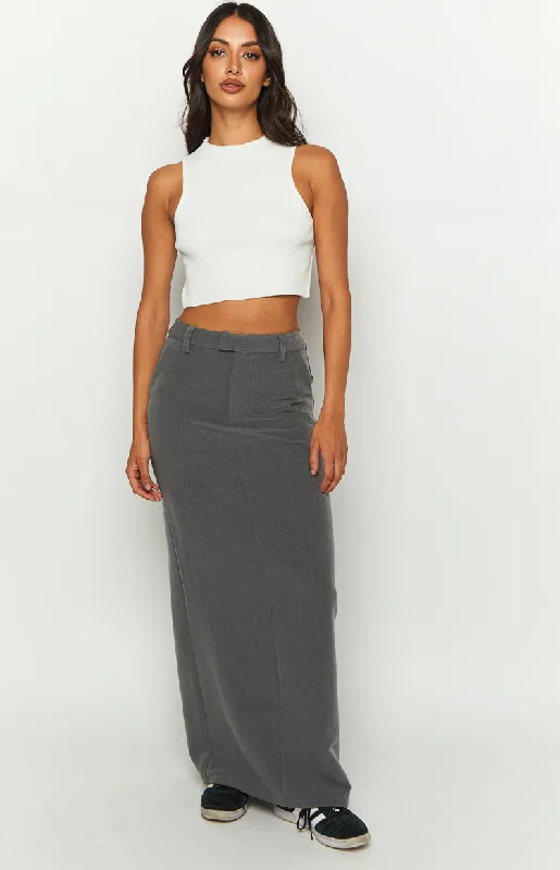 Banksi Grey Maxi Skirt leather skirt durable