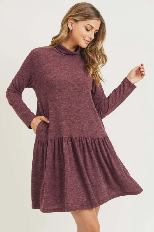 Chloe Turtleneck Sweater Dress Terry Blend Velvet Blend Canvas Blend