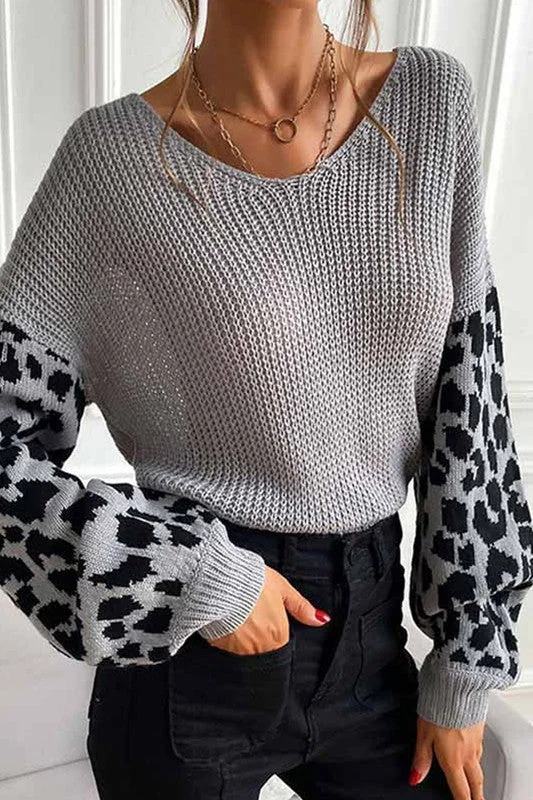 LEOPARD PRINTED SWEATER Sweater Knitwear Pullover
