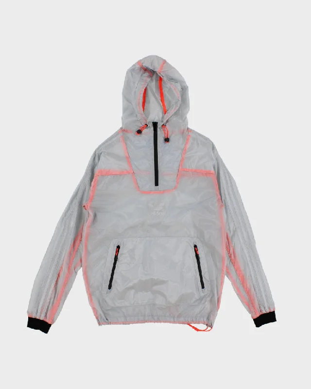 Womens Adidas Light Grey Transparent Adidas Windbreaker Jacket - S Bomber Jacket Anorak Windbreaker