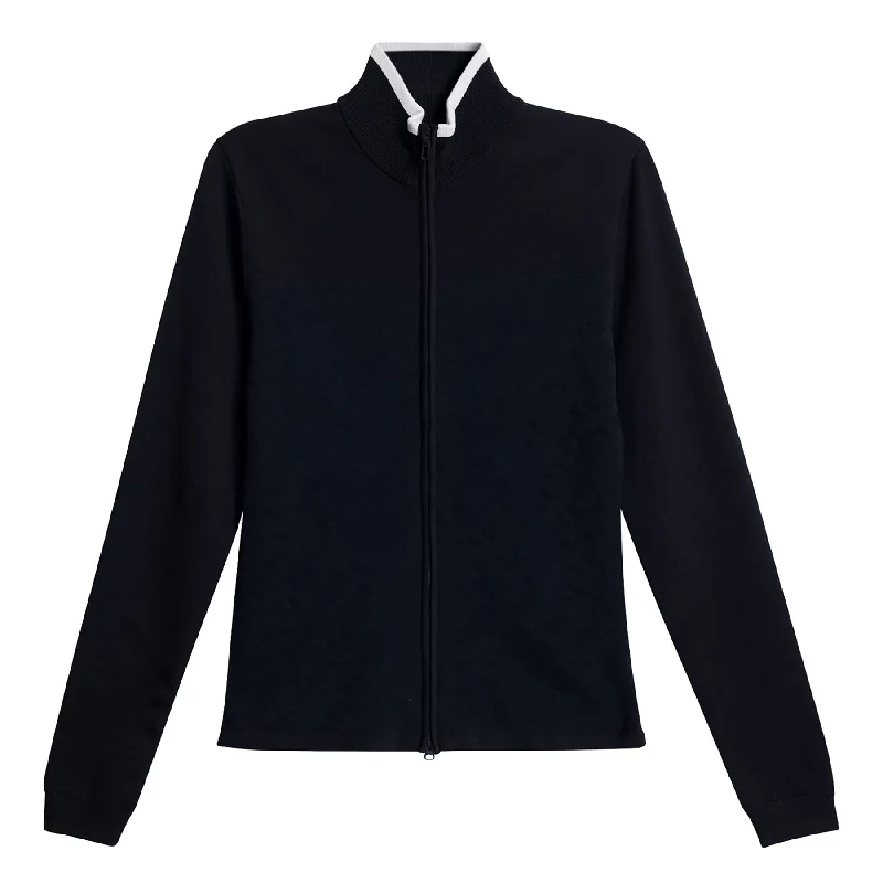 Womens Anna Knitted Zip Sweater JL Navy - SS25 Mesh Sweater Canvas Denim