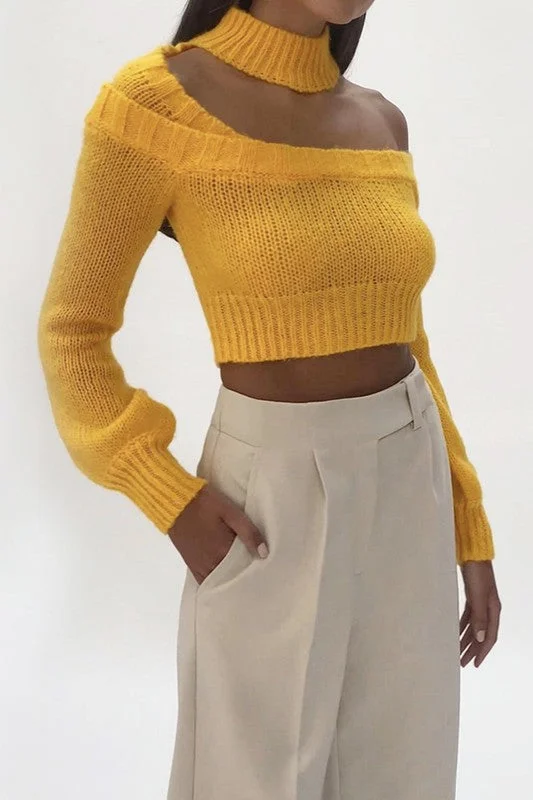 HALTER CROP SWEATER TOP Transparent Opaque Sheer