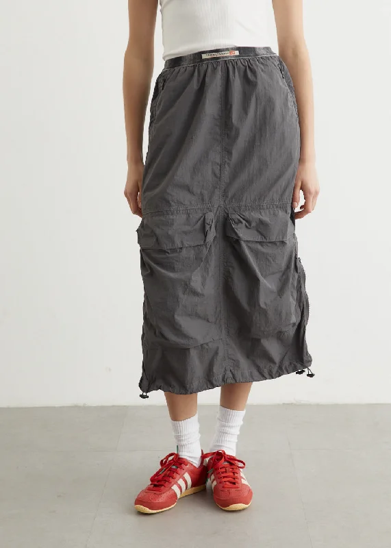 O-Asis Gonna Cargo Midi Skirt silk skirt lustrous