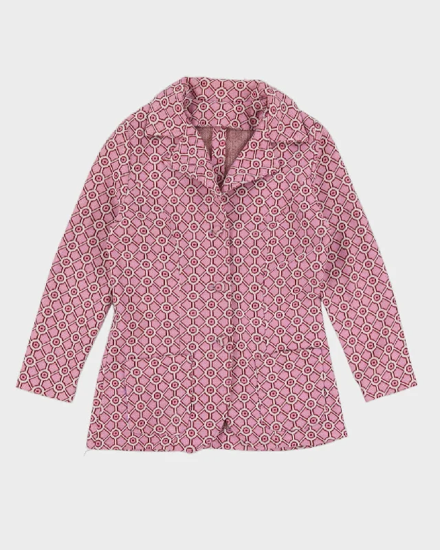 Vintage 1970s Purple Patterned Jacket - S Fitted Jacket Loose Jacket Oversized Jacket