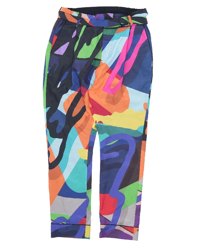 Kaws Printed Woven Pants High-Waist Jogger Pants