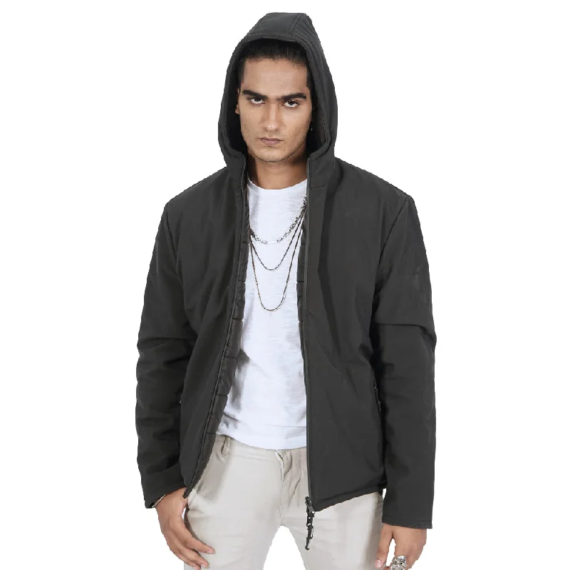 Chenega Reversible  Hooded Jacket A-Line Jacket Boat Neck Shawl Collar