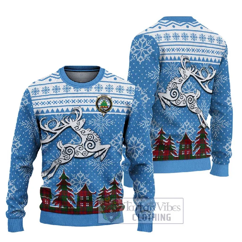 Grant Clan Christmas Ugly Sweater Celtic Reindeer Style Slim Fit Regular Fit Oversized