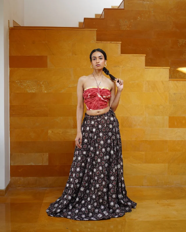 Manuka Full Circle Embroidered Skirt chiffon skirt floaty