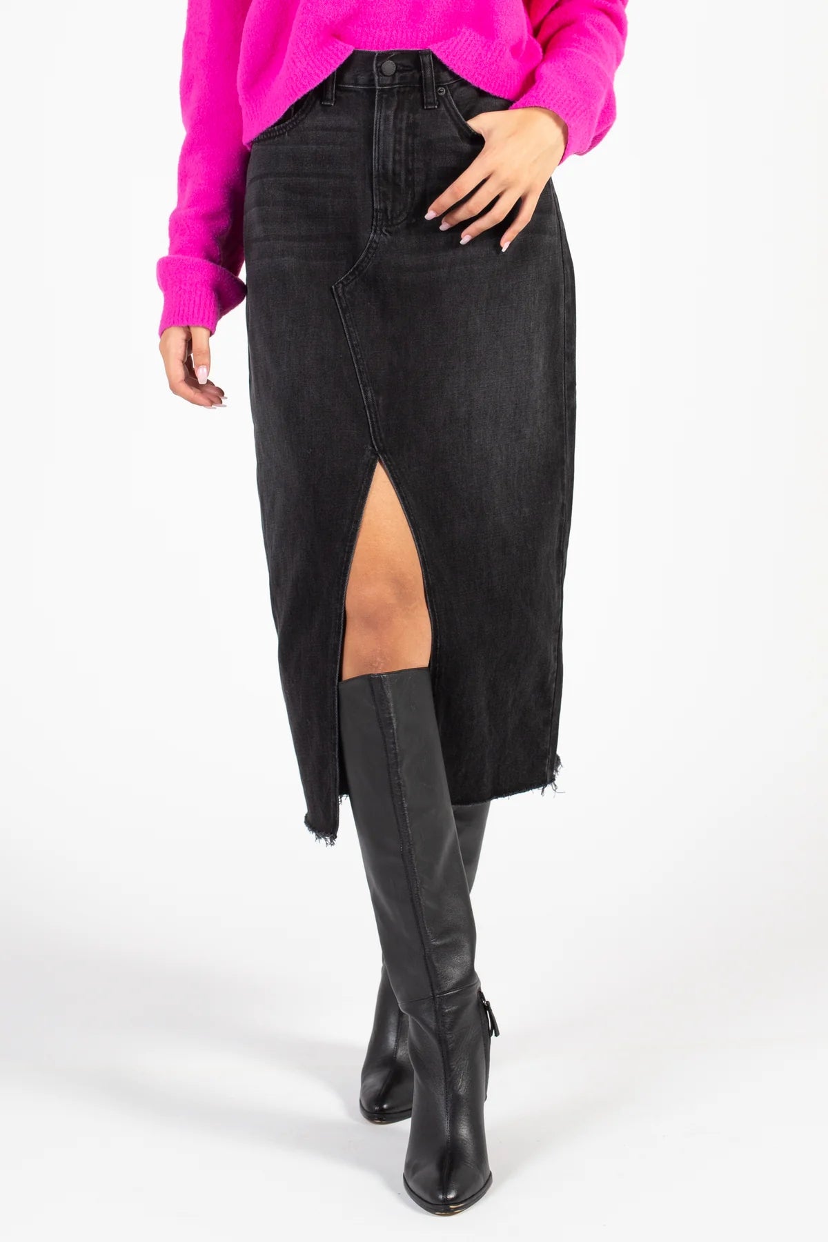 Criss Cross Black Midi Skirt lace skirt feminine