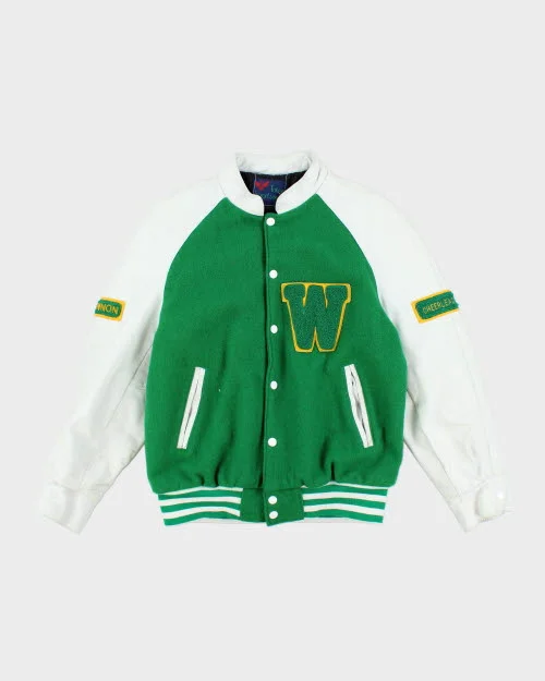Vintage 80's Women's Embroidered Cheerleader Varsity Jacket - M Nylon Fabric Polyester Fabric Spandex Fabric