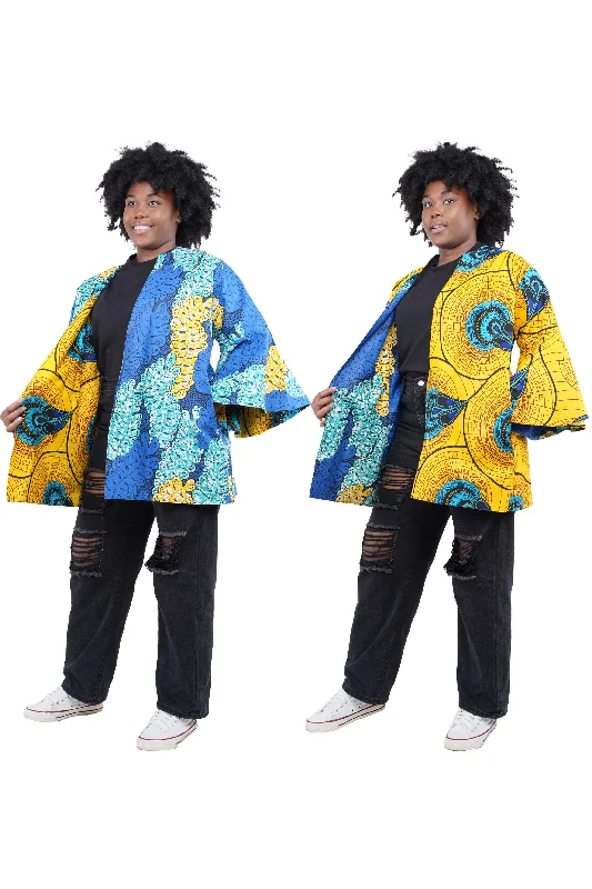 Ankara Short Reversible Jacket With Two Sided Belt (Pack of 3 Pieces) Ribbed Jacket Pleated Jacket Ruffled Jacket