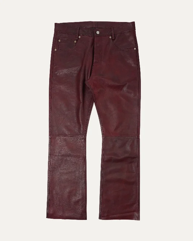 Raw Hem Leather Flare Pants High-Waist Yoga Pants