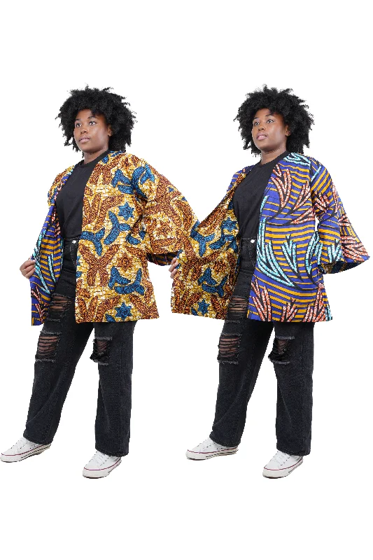 Ankara Short Reversible Jacket With Two Sided Belt (Pack of 3 Pieces) Cardigan Sweater Pullover