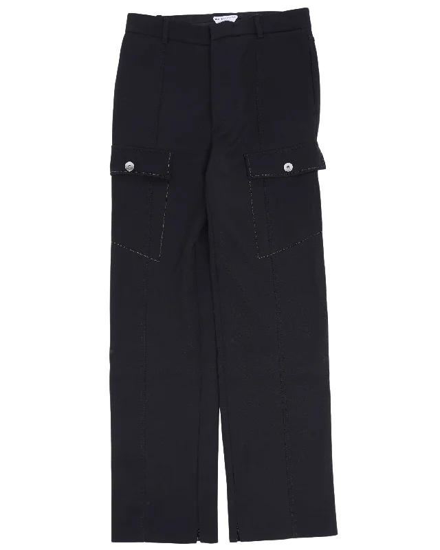 Slit-Hem Cargo Pants Cozy Knit Pants