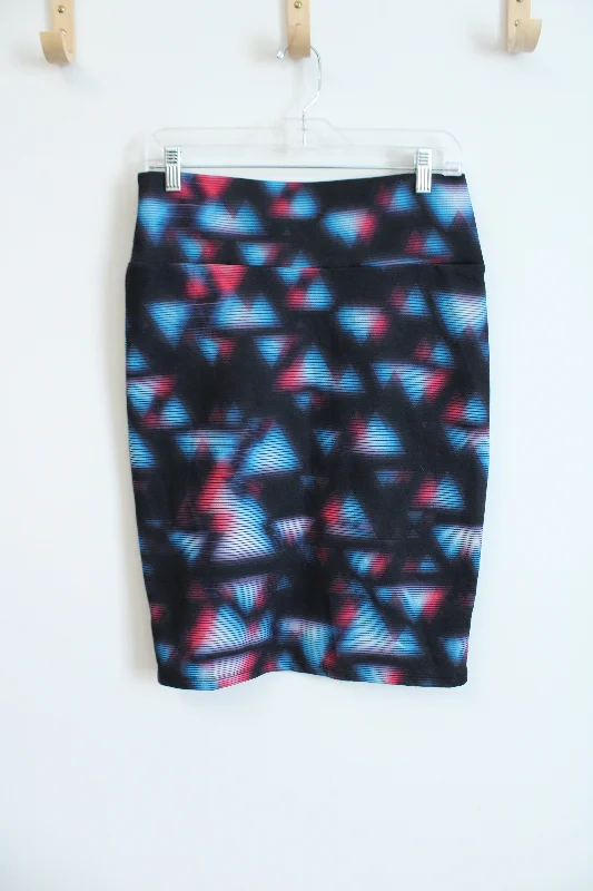 LuLaRoe Black Blue Patterned Skirt | M wool skirt warm