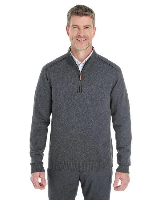Devon & Jones Men's Manchester Fully-Fashioned Quarter-Zip Sweater DG478 Rayon Fabric Velvet Fabric Corduroy Fabric