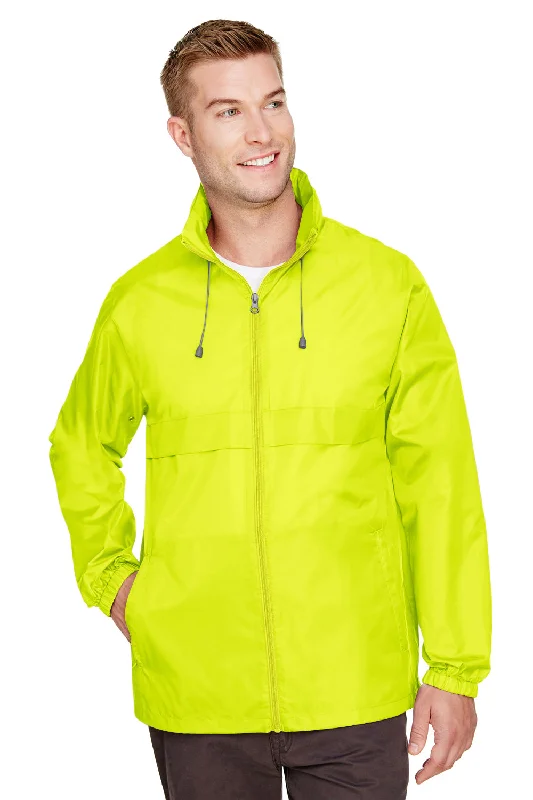 Team 365 Mens Zone Protect Water Resistant Full Zip Hooded Jacket - Safety Yellow Satin Fabric Silk Fabric Chiffon Fabric