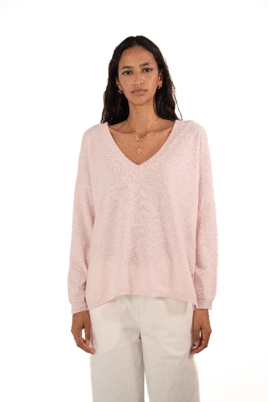 JEFF Nude V-neck Sweater Fitted Slim Tailored