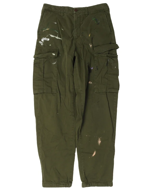 Painted Cargo Pants Chic Faux Leather Pants
