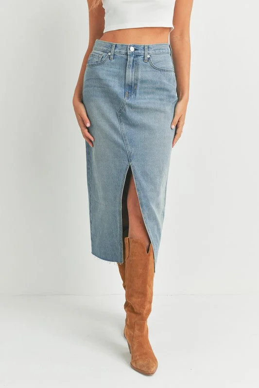 Criss Cross Denim Midi Skirt linen skirt airy
