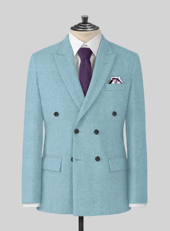 Naples Light Blue Tweed Jacket Insulated Jacket Fitted Jacket Loose Jacket