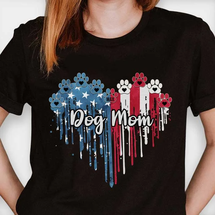 American Dog Lovers Heart Watercolor - Gifts For 4th Of July - Personalized Unisex T-Shirt