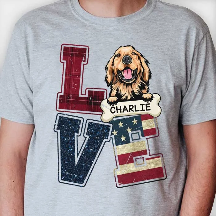 American Love Dog - Gift For Dad, Personalized Unisex T-Shirt