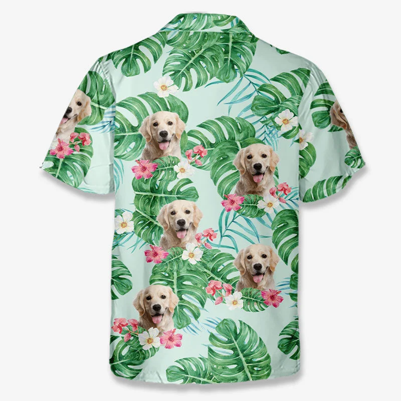 Custom Photo Colorful Leaves Summer Vibe - Dog & Cat Personalized Custom Unisex Tropical Hawaiian Aloha Shirt - Summer Vacation Gift, Gift For Pet Owners, Pet Lovers