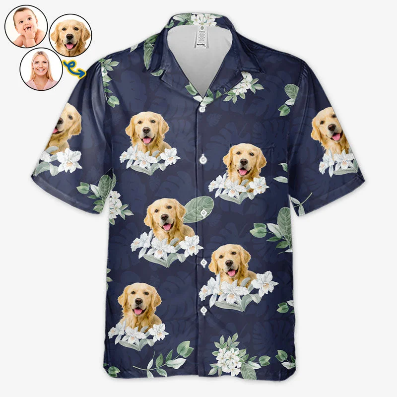 Custom Photo Living That Hawaii Life - Dog & Cat Personalized Custom Unisex Tropical Hawaiian Aloha Shirt - Summer Vacation Gift, Gift For Pet Owners, Pet Lovers