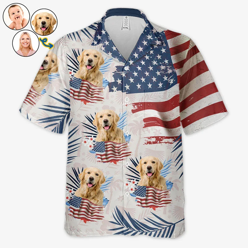 Custom Photo Summer Is A State Of Mind - Dog & Cat Personalized Custom Unisex Patriotic Tropical Hawaiian Aloha Shirt - Independence Day, 4th Of July, Summer Vacation Gift, Gift For Pet Owners, Pet Lovers