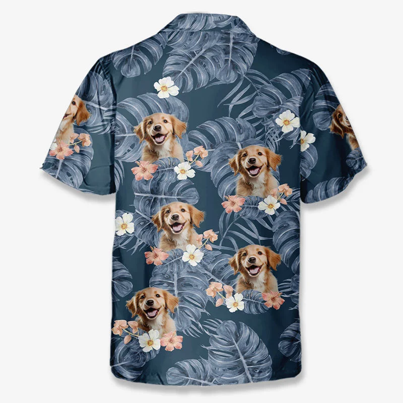 Custom Photo Tropical Leaves Summer Vibe - Dog & Cat Personalized Custom Unisex Tropical Hawaiian Aloha Shirt - Summer Vacation Gift, Gift For Pet Owners, Pet Lovers