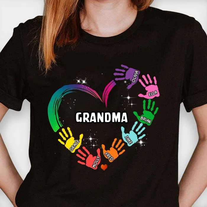 Heart And Kid Handprints - Personalized Unisex T-Shirt