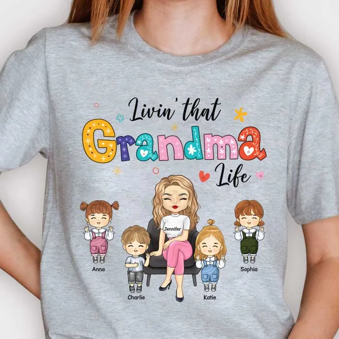 Living That Auntie Grandma Life - Gift For Mom, Grandma - Personalized Unisex T-shirt, Hoodie