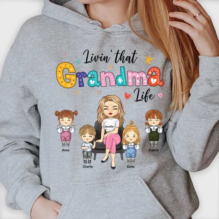 Living That Auntie Grandma Life - Gift For Mom, Grandma - Personalized Unisex T-shirt, Hoodie