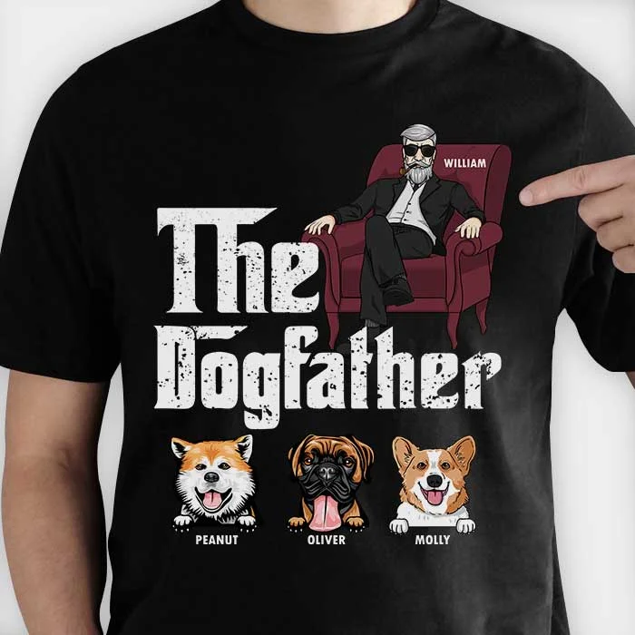 The Dog Father Vintage Dog Dad In Suit - Gift for Dog Dad - Personalized Unisex T-Shirt, Hoodie