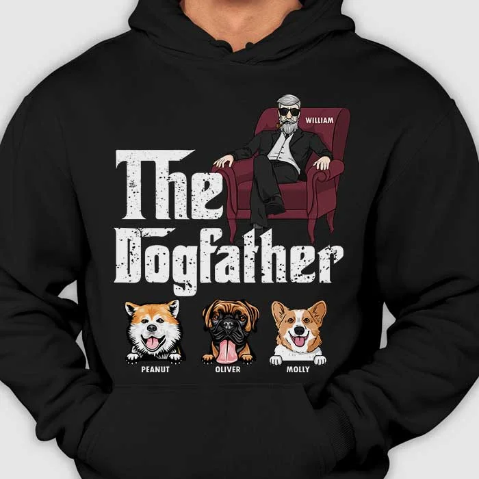 The Dog Father Vintage Dog Dad In Suit - Gift for Dog Dad - Personalized Unisex T-Shirt, Hoodie