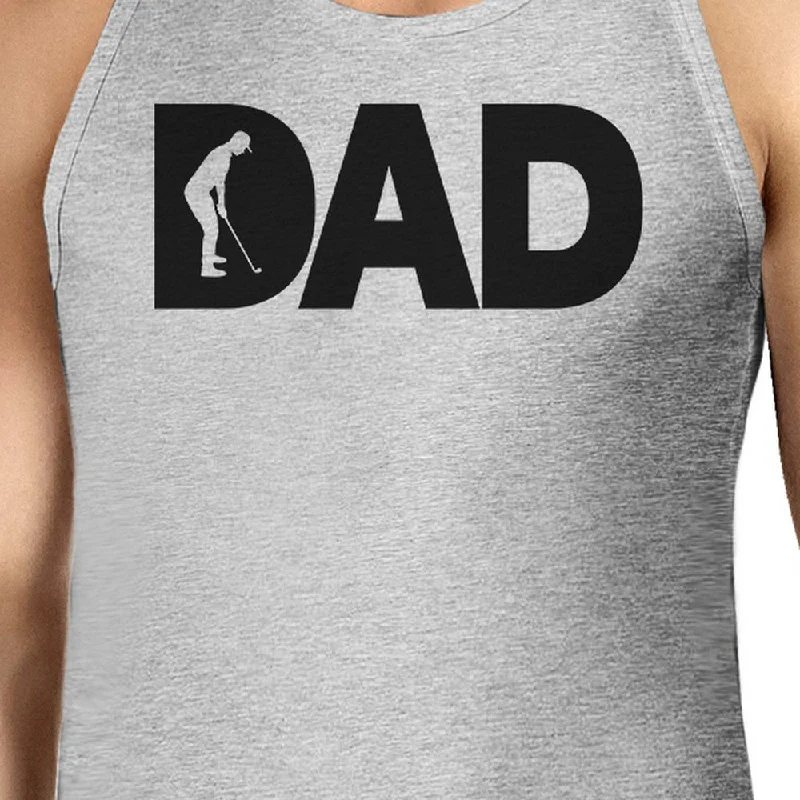 Dad Golf Mens Grey Sleeveless Tee Funny Design Tank For Golf Lovers