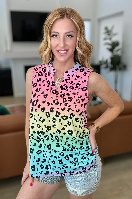 Lizzy Tank Top in Rainbow Leopard