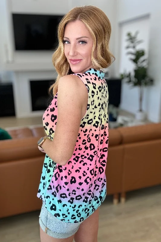 Lizzy Tank Top in Rainbow Leopard