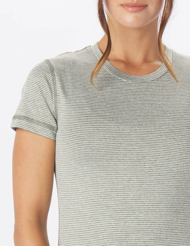 Simplicity Tee: Chive / Oatmilk Stripe