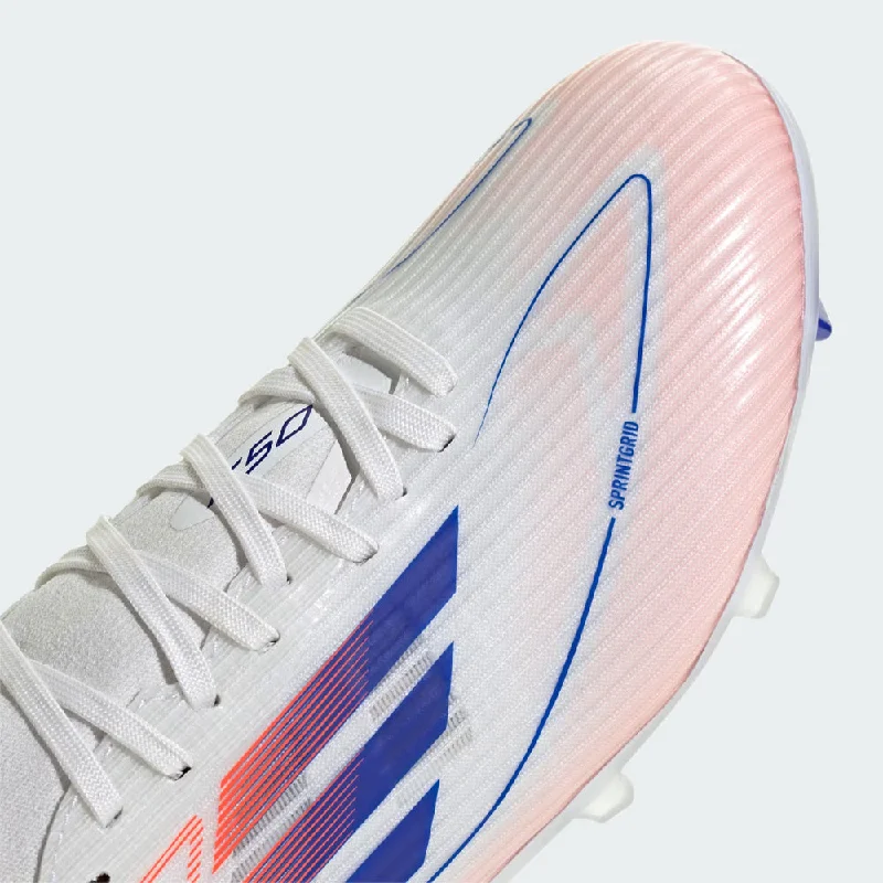 Adidas F50 League Mid-Cut FG Womens Football Boots (White/Lucid Blue/Solar Red)