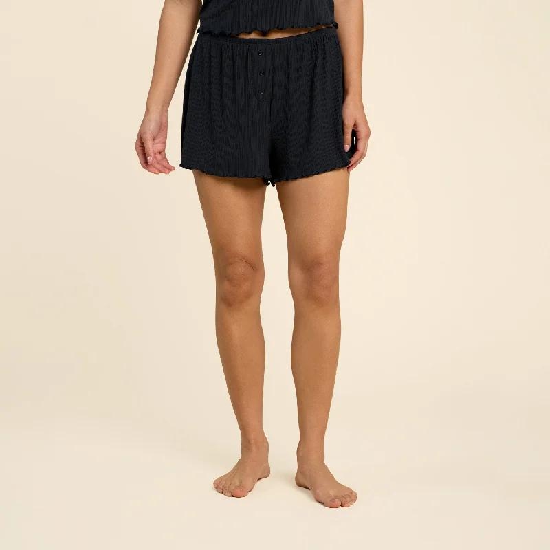 Mini Rib Cheeky Shorts | Black