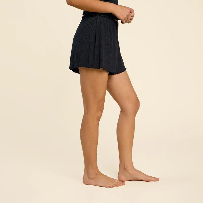 Mini Rib Cheeky Shorts | Black