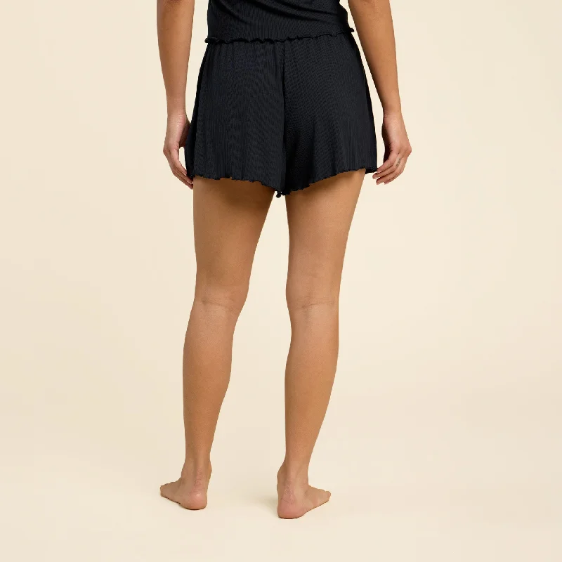 Mini Rib Cheeky Shorts | Black