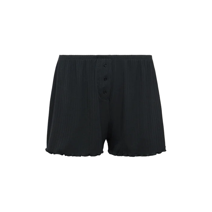 Mini Rib Cheeky Shorts | Black