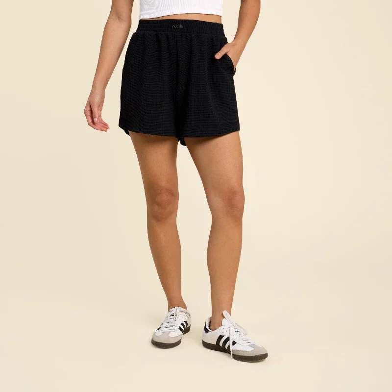 Sporty Waffle Shorts | Black